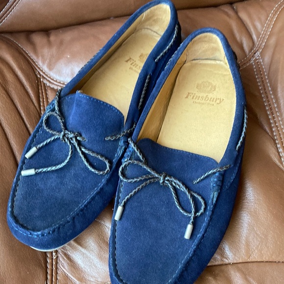 Cancun, Finsbury the smart shoes, blue suede, moccasins men’s size 8 slip ons - Picture 3 of 15